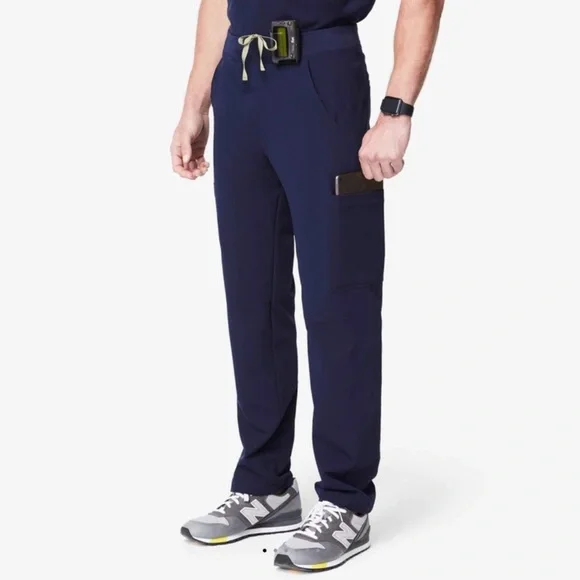 New FIGS men’s Axim Scrubs Pants Drawstring 7 pockets cargo Large Navy Blue - Picture 2 of 14